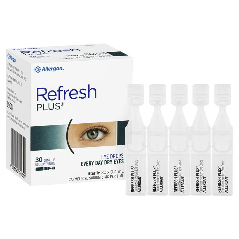 新包装Refresh眼药水 缓解眼睛疲劳干涩0.4 ml*30支独立装 经典装
